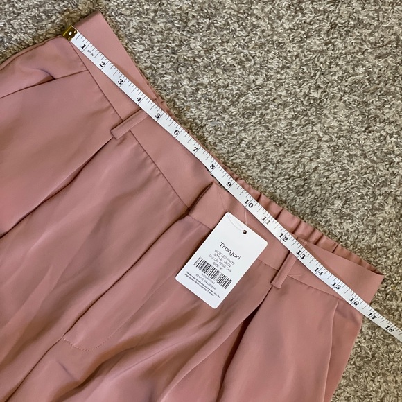 Pink Wide Leg Trousers with Back Elastic Waistband - Picture 7 of 8